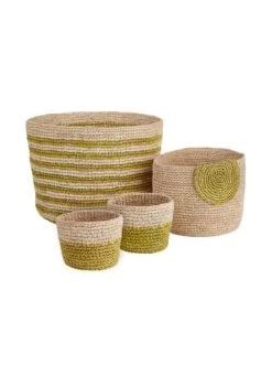 Am billigsten ✨ Dekoration Butlers 4-tlg. Korbset Handgefertigt Aus Raffia ISALO In Natur-Gelb Günstig Kaufen ✨