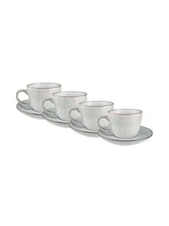 Am billigsten ✔️ Küche Butlers 4x Kaffeetasse Mit Untertasse 270ml HENLEY In Hellgrau Günstig Kaufen ⭐