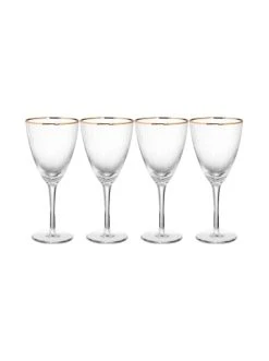 Angebote ⌛ Küche Butlers 4x Weingläser Mit Goldrand Und Rillen 280ml GOLDEN TWENTIES In Transparent Günstig Kaufen 😍