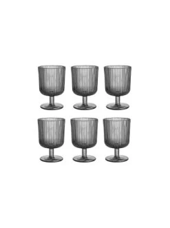 Auslauf 🔥 Küche Butlers 6x Weingläser Mit Rillen 250ml CHELSEA In Grau Günstig Kaufen ⌛