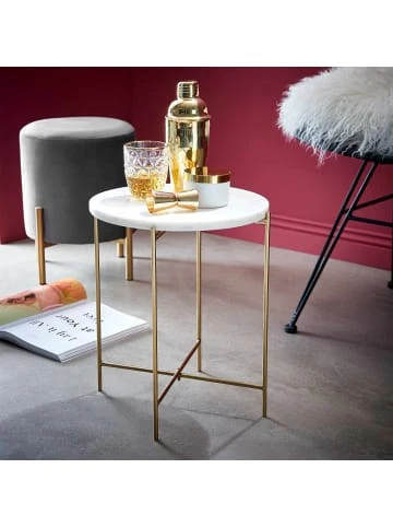 Schlussverkauf ⭐ Möbel Butlers Beistelltisch Mit Marmorplatte MARBLE In Weiß Günstig Kaufen 🧨 – Bild 2