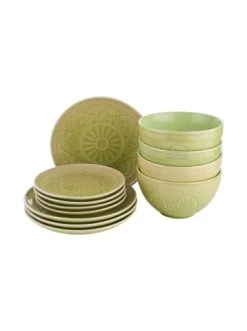 Am billigsten ✔️ Küche Butlers Geschirr-Set 12-tlg. SUMATRA In Hellgrün Günstig Kaufen 🔔