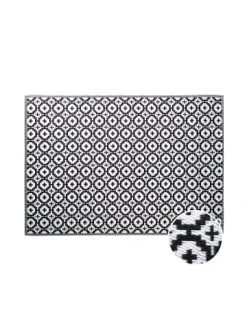 Angebote ✔️ Heimtextilien Butlers In- & Outdoor-Teppich Mosaik L 200 X B 150cm COLOUR CLASH In Schwarz-Weiß Günstig Kaufen 🛒