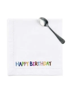 Aktion ✨ Heimtextilien Butlers Serviette L 45 X B 45cm HAPPY 👍 BIRTHDAY In Weiß Günstig Kaufen 👏