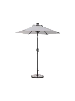Blitzangebot 🔥 Garten & Balkon Butlers Sonnenschirm Mit LED-Solar-Lichter Ø180cm SUN & STARS In Hellgrau Günstig Kaufen ❤️