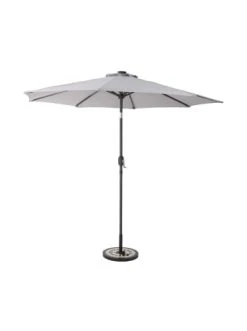 Budget 🥰 Garten & Balkon Butlers Sonnenschirm Mit LED-Solar-Lichter Ø270cm SUN & STARS In Hellgrau Günstig Kaufen 🥰